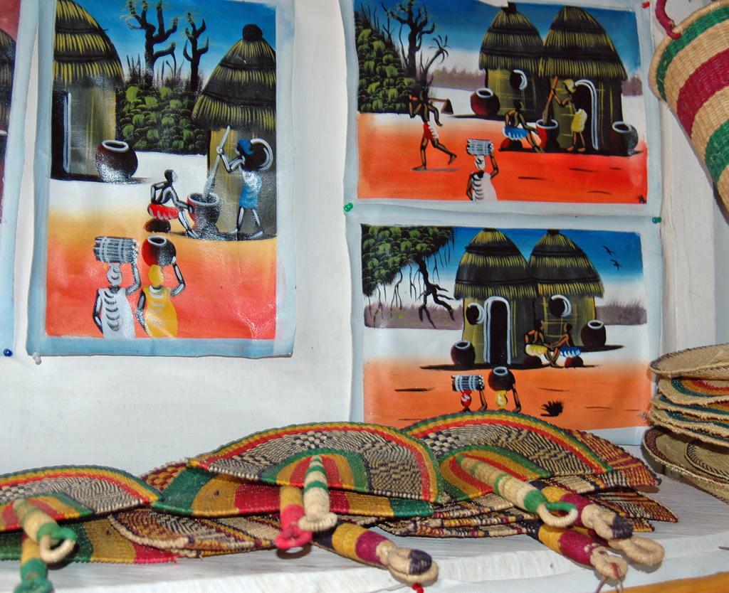 Paintings and traditinal baskts art market photography by Remo, Accra